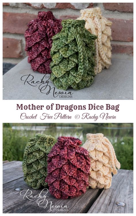 Dragonscale Dice Bag Crochet Free Patterns - Crochet & Knitting Big Twist Rave Yarn Patterns, Crow Crochet Pattern Free, Skyrim Crochet, Crochet Dice Bag Pattern Free, Mushroom Crochet Bag, Festival Crochet Pattern, Dice Bag Crochet, Alternative Crochet, Geeky Crochet Patterns