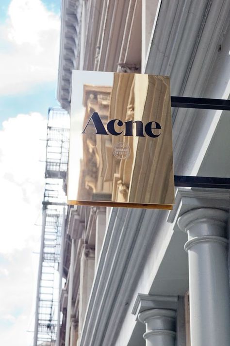 Acne Store, Blade Sign, Design Studio Office, Store Signage, Foto Logo, Shop Signage, Retail Signage, Exterior Signage, Wayfinding Signage