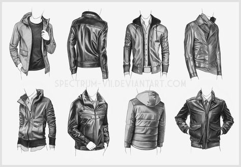 Clothing Study - Jackets 4 by Spectrum-VII.deviantart.com on @DeviantArt Croquis, Jacket Folds Reference, Clothing Study, Side View Drawing, Suit Drawing, Jacket Drawing, Fabric Drawing, Clothing Sketches, Male Character