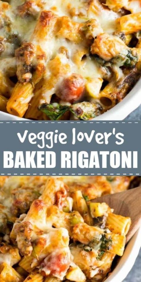 Vegetarian Pasta Bake, Rigatoni Al Forno, Pasta Bake Vegetarian, Rigatoni Recipes, Baked Rigatoni, Pasta Vegetariana, Vegetarian Pasta Recipes, Veggie Dinner, Tasty Vegetarian Recipes