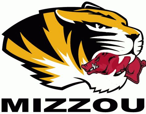 Since Jayhawk are too chicken to keep the MU-KU rivalry going, I created this to spur on an arKANSAS rivalry!  #MIZZOU #RAZORBACKS Logos, Mizzou Tigers Logo, Mizzou Football, Football Board, Tiger Vector, Mizzou Tigers, Sec Football, Logo Shapes, Missouri Tigers