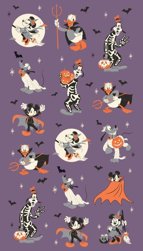 Halloween Desktop Wallpaper, Foto Muro Collage, Helloween Wallpaper, Characters Wallpaper, Halloween Wallpaper Cute, Image Halloween, Halloween Wallpaper Backgrounds, Disney Characters Wallpaper, Mickey Halloween