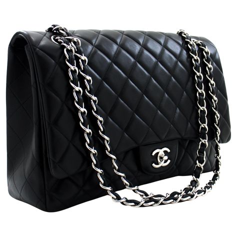 Chanel Jumbo, Pink Chanel, Classic Handbags, Black Clutch, Double Chain, Trending Handbag, Day Bag, Chanel Black, Chain Shoulder Bag