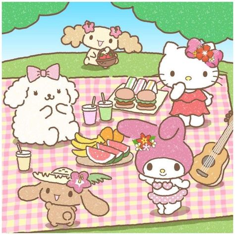 @ivorythekitty shared a photo on Instagram: “Good weather today and we have a picnic in the forest. ☺️⛅️🥪🍔🍹🍉🍌🧺🎸🎶🌳💕 #hellokitty #mymelody #pompompurin #hellokittyfan…” • Jan 28, 2021 at 3:43am UTC Tumblr, Hello Kitty Aesthetic, Hello Kit, Hello Kitty Art, Hello Kitty My Melody, Sanrio Wallpaper, Hello Kitty Pictures, Hello Kitty Iphone Wallpaper, Hello Kitty Collection