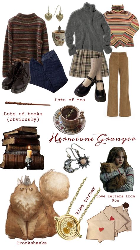 Hermione Granger Style Guide Hermoine Granger Outfits, Hermione Granger Study, Hermione Granger Style, Bookworm Clothes, Hermione Granger Outfits, Hermione Granger Aesthetic, Study Outfit, Hermoine Granger, Harry Potter School