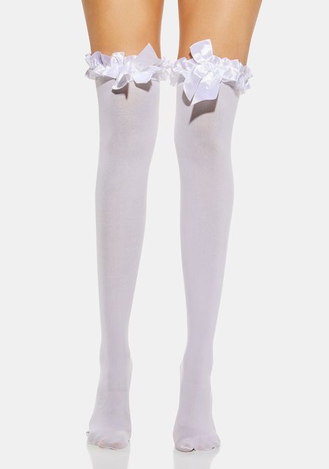 Sheer Thigh High Ruffle Socks - White | Dolls Kill Frilly White Socks, Thigh High White Socks, White Sheer Socks, Girly Socks, White Thigh High Socks, 90s Style Icons, White Knee Socks, White Thigh Highs, Thigh Socks