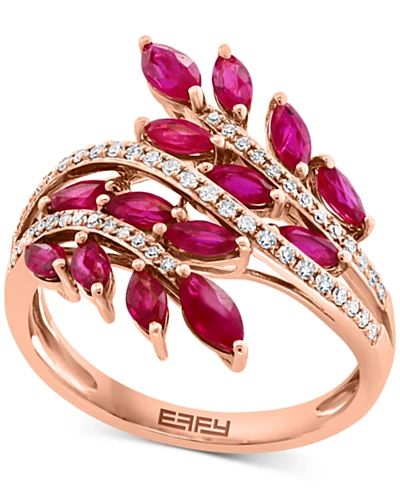 EFFY Collection Bordeaux by EFFY® Multi-Stone (5-1/4 ct. t.w.) and Diamond (1/5 ct. t.w.) Flower Ring in 14k Rose Gold - Macy's Stunning Aesthetic, Ruby Rings, Diamond Necklace Designs, Gold Ring Designs, Silver Jewellery Sets, Popular Jewelry, Rose Gold Jewelry, Pretty Rings, Gems Jewelry