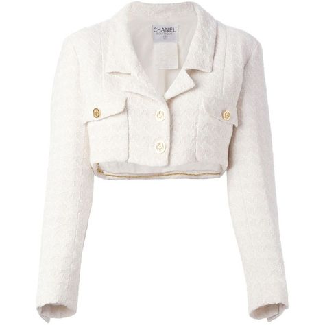 Chanel Vintage Cropped Jacket (45 605 UAH) ❤ liked on Polyvore featuring outerwear, jackets, chanel, cropped jacket, white jacket, long sleeve crop jacket and long sleeve jacket White Cropped Jacket, Vetements Clothing, Chanel Jacket, Elegante Casual, Mode Kpop, Long Sleeve Jacket, Chanel Vintage, Jacket Long, Sleeve Jacket