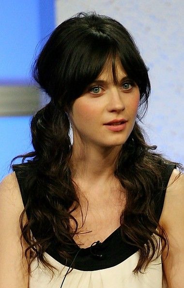 Low Pigtails Curly Hair, Grown Up Pigtails, Wavy Hair Pigtails, Zoe Deschanel Style, Low Pig Tails Hairstyles, Two Low Pigtails, Loose Pigtails, Low Pigtail Hairstyles, Wavy Pigtails