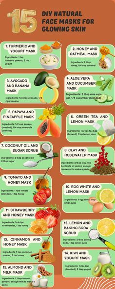 Homemade Face Mask For Hydration, Face Mask Ingredients Natural, Skin Care At Home Remedies, Facial Recipes Homemade, Recipes For Face Masks, Diy Facial At Home Face Masks, Skincare Routine Natural Ingredients, Recipe For Glowing Skin, How To Make Home Made Face Masks