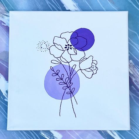 ArtHavenCo on Instagram: “Purple Flower Canvas Embroidery 💜 Available to purchase now on Etsy shop @ ArtHavenCo Link in bio #purpleflowers #canvas #embroidery…” Purple Drawings Easy, Purple Boho Art, Modern Flower Art Paintings, Purple Canvas Painting Easy, Canvas Painting Embroidery, Painting Ideas On Canvas Purple, Flower Drawing Canvas, Purple Aesthetic Painting, Line Art Embroidery On Canvas
