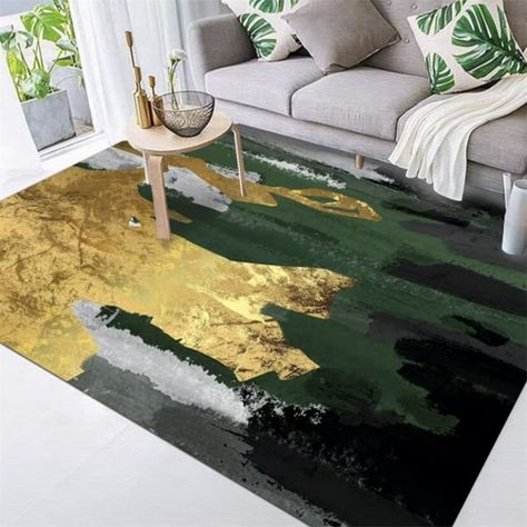 Gold Gray Living Room, Gray Living Room Rug, Emerald Green Living Room, Gray Rug Living Room, Green Living Room Decor, Gold Living, Gold Living Room, Gold Bedroom, Inspire Me Home Decor