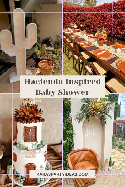 Hacienda Style Nursery, Hacienda Baptism, Neutral Fiesta Theme Party, Mexican Style Baby Shower Ideas, Mexican Boho Baby Shower Theme, Cactus Gender Reveal Party, Baby Shower Ideas Mexican Theme, Spanish Baby Shower Theme, Baby Fiesta Party