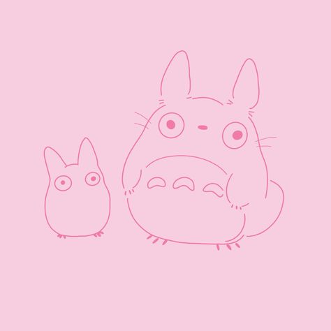Kawaii, Studio Ghibli Art Pink, Pink Studio Ghibli Aesthetic, Pink Totoro Wallpaper, Nezuko Themed Phone, Pink Studio Ghibli Wallpaper, Pink Ghibli Aesthetic, Studio Ghibli Pink Aesthetic, Notion Pink Aesthetic