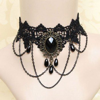 Necklaces Cheap For Women Fashion Online Sale | DressLily.com Kalung Choker, Black Jewelry Necklace, Black Lace Necklace, Black Lace Choker Necklace, Gothic Choker Necklace, Black Lace Choker, Lace Choker Necklace, Gothic Chokers, Steampunk Accessories