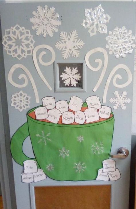 Diy Classroom Decorations Christmas, Classroom Decor Door Christmas, Elementary Door Decorating Ideas Christmas, Winter Door Designs Classroom, Fall And Winter Bulletin Board Ideas, Holiday Posters For School, Holiday Bulliten Boards, Winter Classroom Decorations Window, School Winter Door Decorations