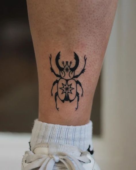 Lower Leg Tattoo, Swag Tattoo, Moth Tattoo Design, Beetle Tattoo, Lower Leg Tattoos, Celestial Tattoo, Funky Tattoos, Basic Tattoos, Bug Tattoo