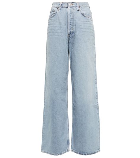 Agolde - Low Slung Baggy wide-leg jeans | Mytheresa Baggy Grunge, Saint Laurent Jeans, Grunge Jeans, Designer Jeans For Women, Agolde Jeans, Jeans Baggy, Kaia Gerber, Classic Wardrobe, Light Blue Jeans