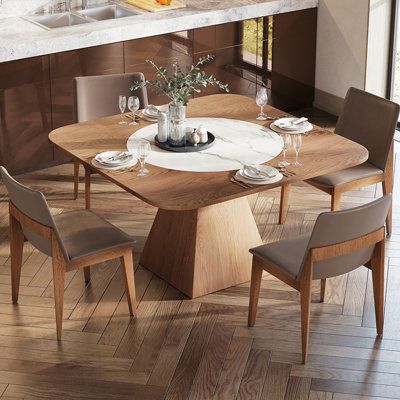 [Strong and durable] : ash wood is used as raw material to process multi-layer solid wood, avoiding the cracking nature of solid wood and retaining the natural nature of solid wood. Size: 29.5"H x 53.1"L x 53.1"W | VERONA Home Square Dining Set Wood / Upholstered in Brown / White / Yellow, Size 29.5"H x 53.1"L x 53.1"W | Wayfair Breakfast Nook Set, Wooden Dining Table Set, Dinning Tables, Dining Table Sets, Wooden Dining Table, Star Banner, Square Dining Table, Table Sets, Square Dining Tables