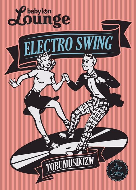 Swing Music Aesthetic, Swing Dance Illustration, Swing Dance Poster, Electro Swing Aesthetic, 50s Dance, Swing Jazz, Swing Music, Electro Swing, Love Knots