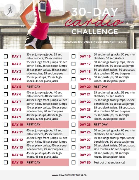 30 Day Cardio Challenge, Cardio Transformation, Easy Daily Workouts, Cardio Challenge, Latihan Yoga, 30 Day Fitness, 30 Minute Workout, 30 Day Workout Challenge, Best Cardio