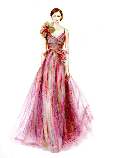 color pencils Fashion Sketchbook, Illustration Face, Fashion Illustration Face, Fashion Illustration Sketches Dresses, Fashion Sketches Dresses, Sketches Dresses, Fashion Illustration Dresses, Fashion Illustration Sketches, Dress Sketches