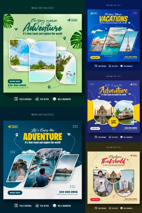 Instagram Feed Theme Layout, Travel Advertising Design, Poster Design Kids, Vacation Instagram, Instagram Post Design, Travel Advertising, Travel Poster Design, Tourism Poster, Travel Ads