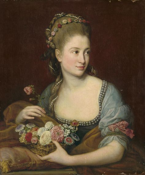 Pompeo Batoni (Lucca 1708-1787 Rome) Portrait of a lady as Flora. 28 7/8 x 24 1/8 in. Basket Of Flowers, Victor Hugo, Wicker Basket, Flower Basket, A Lady, Wicker Baskets, Portrait Painting, Classic Art, Photographic Prints