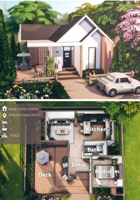 45+ Easy Sims 4 House Layouts to Try This Year (Sims 4 Floor Plans) Sims 4 Houses Layout One Floor, Sims 4 One Bedroom House Layout, Sims Floor Plans Small, Sims 4 Small Floor Plans, Sims 4 Simple House Layout, Sims House Layouts Small, Tiny House Sims 4 Layout, Sims 4 1 Bedroom House Layout, Sims 30x20 House