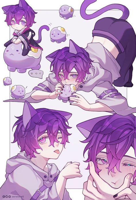 Catboy X Dogboy, Profile Picture Aesthetic Discord, Uki Violeta Cat, Catboy Pose Reference, Catboy Fanart, Femboy Character Oc, Catboy Oc, Cat Boy Oc, Catboy Art