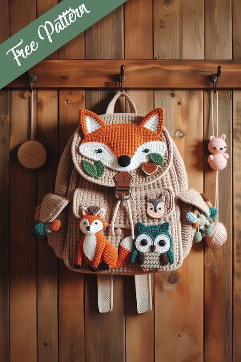 Crochet Animal Backpack Crochet Animal Bags Free Pattern, Crochet Animal Backpack, Crochet Animal Bag, Crotchet Animals, Animal Bags, Backpack Designs, Whimsical Crochet, Fancy Handbags, Animal Purse