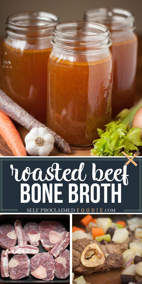 Beef Broth Recipe, Soup Toppings, Slow Roasted Beef, Bone Broth Soup Recipes, Beef Stock Recipes, Beef Soup Bones, Homemade Beef Broth, Bone Broth Soup, Roasted Beef