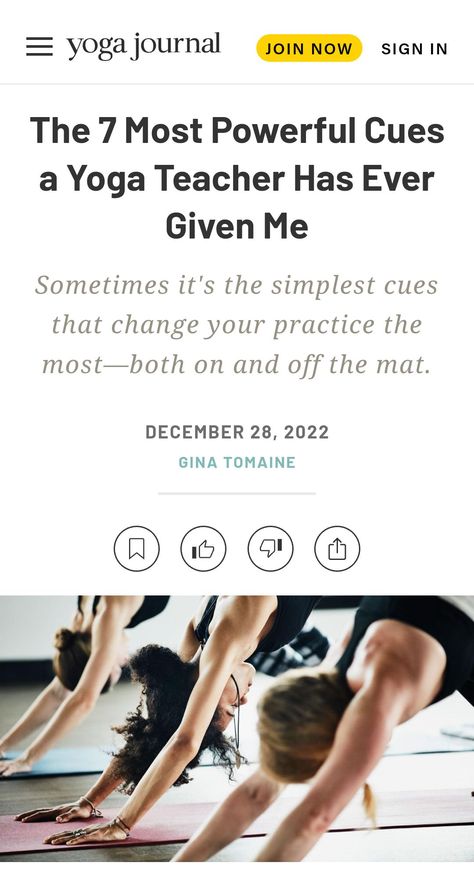 The 7 Most Powerful Cues a Yoga Teacher Has Ever Given Me | "Sometimes it's the simplest cues that change your practice the most—both on and off the mat." ~Gina Tomaine Iyengar Yoga, Yoga Cues, Yoga Class Themes, Yoga Words, Yoga Teacher Resources, Yoga Themes, Yoga Business, Yoga Mindfulness, Relaxing Yoga