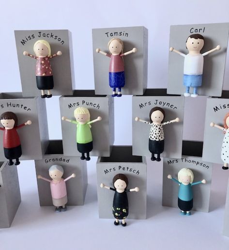 Pencil pot / peg doll Teacher Peg Doll, Wood Peg Dolls, Teenager Gifts, Grandad Gift, Personalized Pencils, Peg People, Peg Doll, Letterbox Gifts, Wooden Pegs