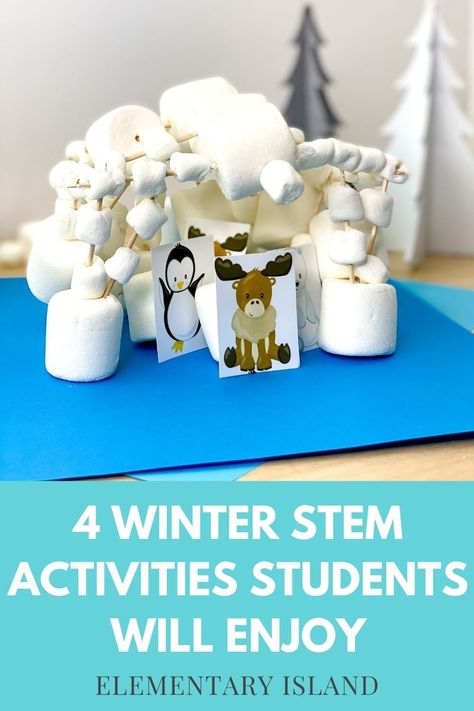 January After School Activities, Winter Engineering Activities For Kids, Stem Snow Activities, Winter Wonderland Stem Activities, Easy Winter Science Experiments For Kids, Stem Activities For Elementary Students, January Enrichment Activities, Winter Provocations Kindergarten, January Learning Themes