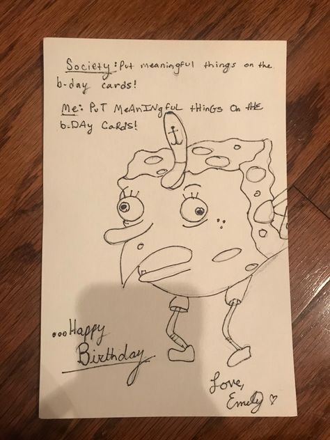Bday Card Quotes, Meme Birthday Cards Diy, Funny Birthday Drawing Ideas, Diy Anime Birthday Cards, Cool Birthday Drawings, Cursed Birthday Cards, Funny Bday Cards Friends, Bday Card Aesthetic, Anime Birthday Cards
