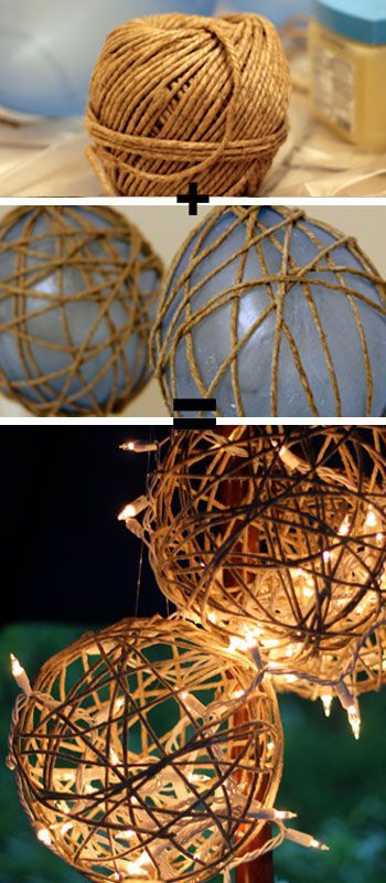 Diy Twine Lanterns, Twine Lanterns, Kerajinan Diy, Diy Dekor, Diy Jul, Garden Lantern, Dekor Diy, Garden Lanterns, Diy Lanterns