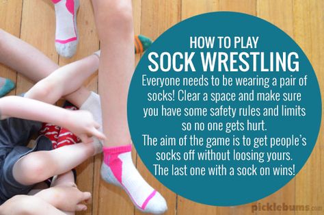 sock wrestling. well that's just adorable. Leg Wrestling, Wii Dance, Activity Jar, Wrestling Birthday, Wrestling Moves, Zumba Kids, Wrestling Games, Outside Games, Pediatric Occupational Therapy