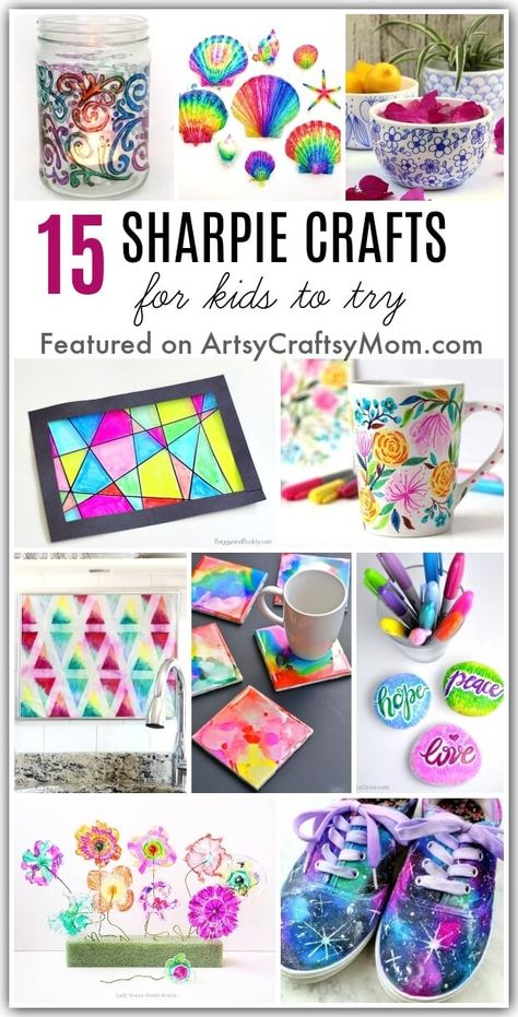 Crafts With Sharpies, Colored Sharpie Art, Sharpie Crafts For Kids, Sharpie Art On Canvas, Sharpie Art Easy, Sharpie Painting, Sharpie Canvas Art, Cheap Art Projects, Sharpie Art Projects