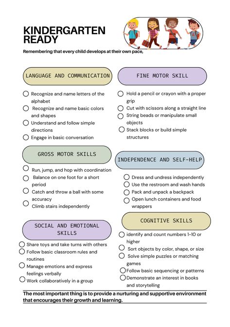 Kindergarten readiness checklist: Is your child prepared for school? Discover the essential skills and abilities. Assessing your child's readiness for kindergarten: What to look for and how to support their development Readiness For Kindergarten, Kindergarten Teacher Lesson Plans, Assessment Checklist Preschool, Learning Ideas For Kindergarten, What Should Kindergarteners Learn, Prep For Kindergarten, Kindergarten Knowledge Checklist, Preschool Knowledge Checklist, Things To Teach Kindergarteners