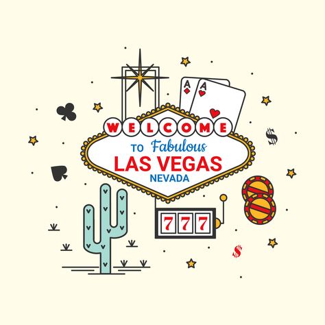 Las Vegas Vector. Choose from thousands of free vectors, clip art designs, icons, and illustrations created by artists worldwide! Las Vegas Drawing Art, Casino Clip Art, Viva Las Vegas Tattoo, Vegas Illustration Art, Las Vegas Illustration Art, Las Vegas Clip Art, Las Vegas Scrapbooking Ideas, Las Vegas Graphic Design, Las Vegas Sign Drawing