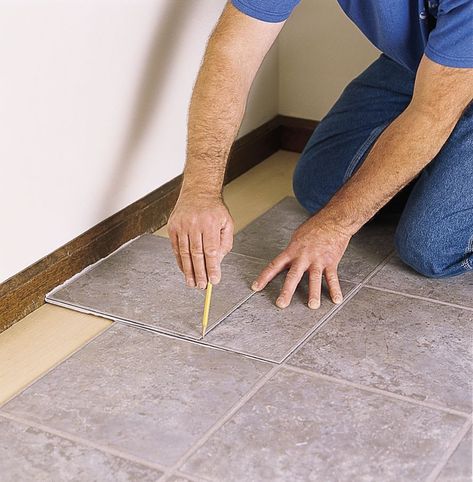 How to Lay a Vinyl Tile Floor - This Old House Laying Vinyl Flooring, Sticky Tile, Vct Tile, Sheet Vinyl Flooring, Peel And Stick Floor, Vinyl Floor Tiles, Vinyl Tile Flooring, Classic Tile, Peel And Stick Tile