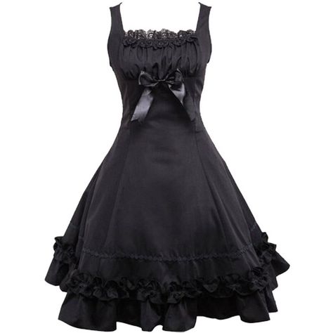 Partiss Womens Multi Layers Sleeveless Black Gothic Lolita Dress With... ($50) ❤ liked on Polyvore featuring dresses, short dress, sleeveless dress, double layer dress, gothic lolita dress, sleeveless short dress and gothic clothing dresses Goth Dresses Short, Gothic Dress Short, Alt Dresses, Black Dress Layering, Black Dress Gothic, Black Goth Dress, Goth Dresses, Sleeveless Collared Dress, Dresses Polyvore