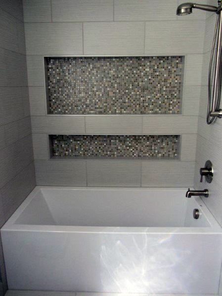 Decor Baie, Small Bathroom Tiles, Best Bathtubs, Bathtub Tile, Bathroom Hacks, Bad Inspiration, Stunning Bathrooms, Shower Niche, Bathroom Tub