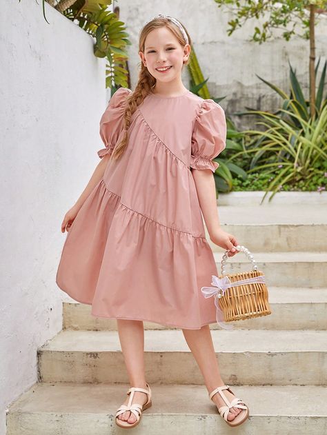 Simple Cotton Frocks For Kids, Kids Girls Dress, Silhouette Mode, Needle And Thread Dresses, Cotton Frocks For Kids, Frocks For Kids, Satin Flower Girl Dress, Dress Anak, Shein Kids