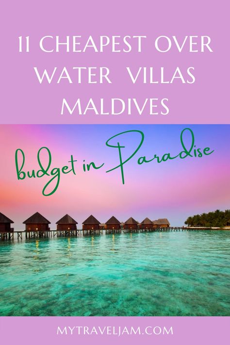 Beautiful water villas in Maldives with a pink sunset. Maldives Overwater Bungalow, Overwater Bungalows Maldives, Maldives On A Budget, Over Water Bungalow Affordable, Over Water Bungalow, Maldives Bungalow, Best Resorts In Maldives, Maldives Budget, Maldives Water Villa