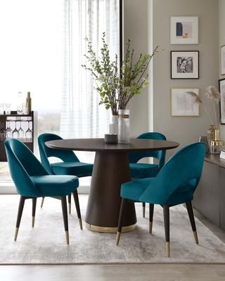 Dining Room Teal, Teal Dining Chairs, Teal Chair, Brass Dining Table, Dining Table Height, Dining Roo, Blue Velvet Dining Chairs, Velvet Dining Chair, Teal Velvet