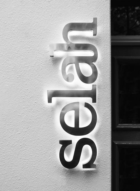 Selah Restaurant | Brand Identity on Behance Wall Graphics Restaurant, Exterior Restaurant, Restaurant Brand Identity, Backlit Signage, Restaurant Signage, Backlit Signs, Interior Signs, Exterior Signage, Signage System