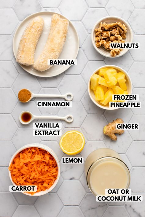 Essen, Carrot Smoothie Recipe, Carrot Cake Smoothie, Smoothies Vegan, Healthy Carrot Cake, Vegan Smoothie Recipes, Vegan Smoothie Bowl, Carrot Smoothie, Resep Smoothie