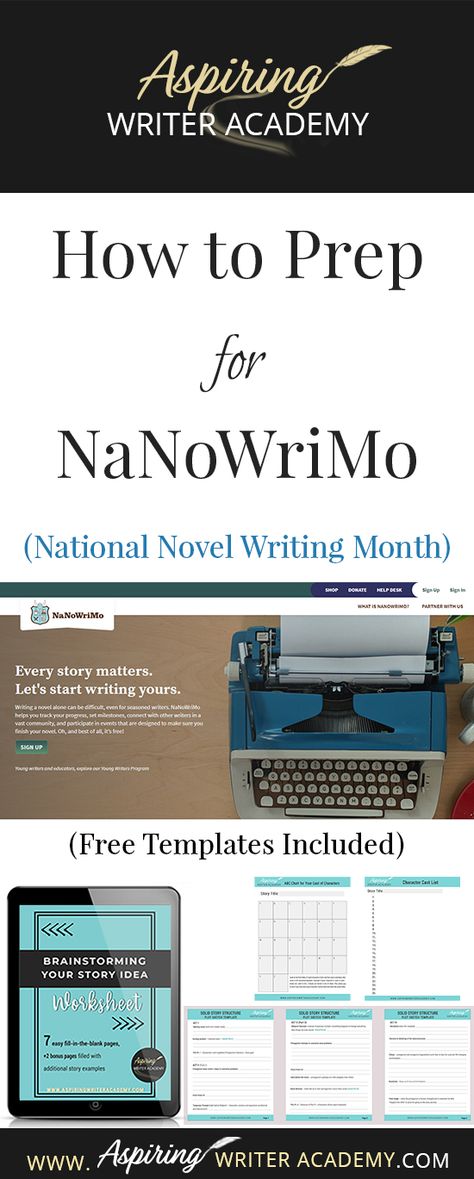 During the month of November, thousands of writers will attempt to write a 50,000-word novel in 30 days. But what exactly is NaNoWriMo and where can you sign up? Can someone really write a novel in 30 days? How can an aspiring writer prepare for such an endeavor both personally and professionally? In our post, How to Prep for NaNoWriMo (National Novel Writing Month), we discuss the basics of the free challenge as well as helpful tips to make your new writing project a success. Nanowrimo Prep, Camp Nanowrimo, Write A Novel, National Novel Writing Month, Writing Fiction, Month Of November, Aspiring Writer, Writing Career, Creating Characters